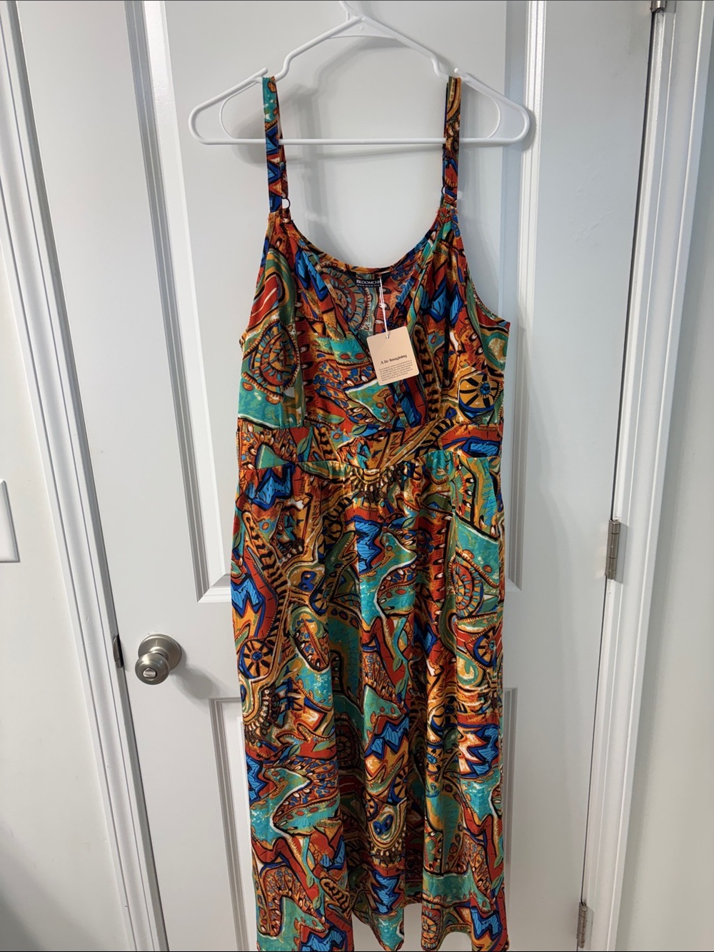 BloomChic Teal, Orange, Blue, Gold Print Maxi Dress